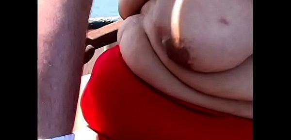  Brunette lifeguard fattie Lyric gets her fat pussy pounded on a boat